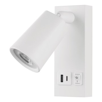 LED väggspotlight med USB LED/5W/230V vit