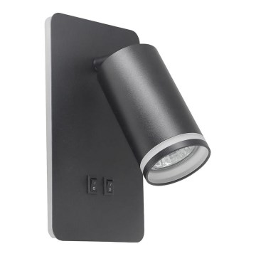 LED väggspotlight PARIS 1xGU10/10W/230V + LED/6W/230V svart