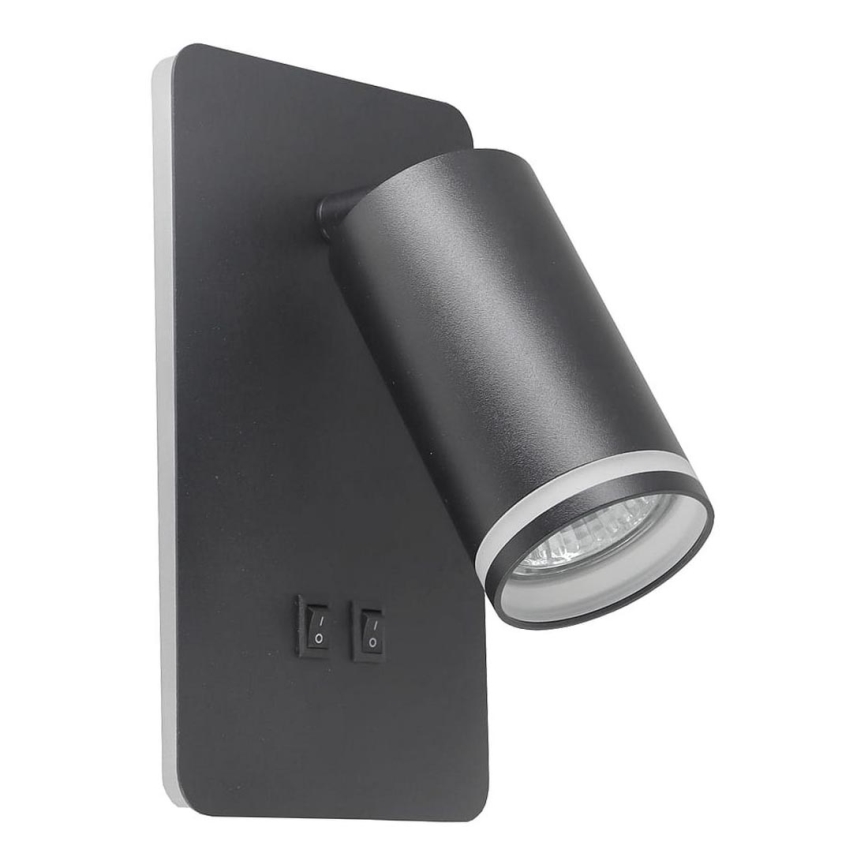 LED väggspotlight PARIS 1xGU10/10W/230V + LED/6W/230V svart