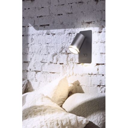 LED väggspotlight PARIS 1xGU10/10W/230V + LED/6W/230V svart