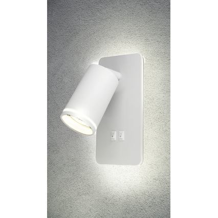 LED väggspotlight PARIS 1xGU10/10W/230V + LED/6W/230V vit
