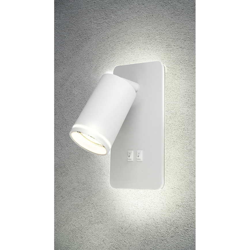 LED väggspotlight PARIS 1xGU10/10W/230V + LED/6W/230V vit