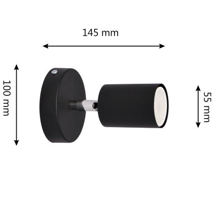 LED väggspotlight TUNE 1xGU10/4,8W/230V svart
