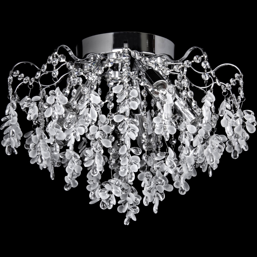LED ytmonterad ljuskrona 4xE27/60W/230V + 4xLED/3W diameter 40 cm skinande krom