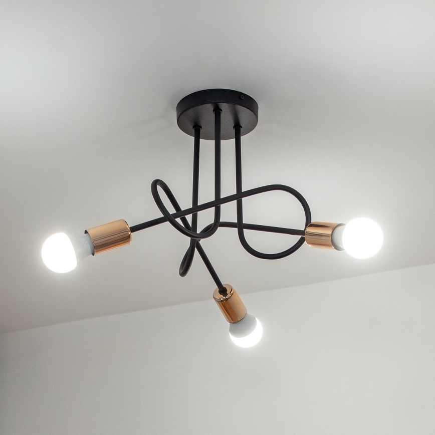 LED ytmonterad taklampa OXFORD 3xE27/15W/230V svart