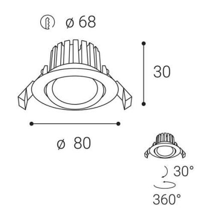 LED2 - Infälld dimbar LED badrumsbelysning  MAX LED/8W/230V 3000K IP65