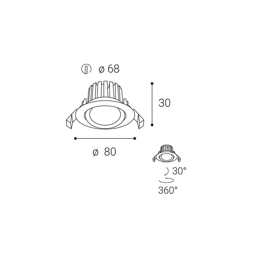 LED2 - Infälld dimbar LED badrumsbelysning  MAX LED/8W/230V 3000K IP65