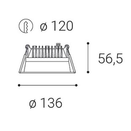 LED2 - Infälld dimbar LED badrumsbelysning  ZETA LED/15W/230V 4000K IP44