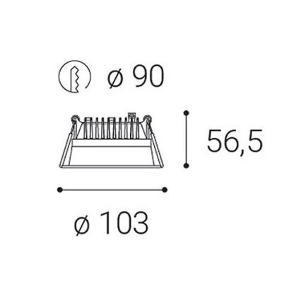 LED2 - LED Dimbart badrumsinfällt takarmatur ZETA LED/10W/230V 3000K IP44