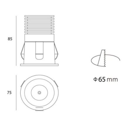 LED2 - LED infälld Badrumbelysning RAY LED/10W/230V svart IP44