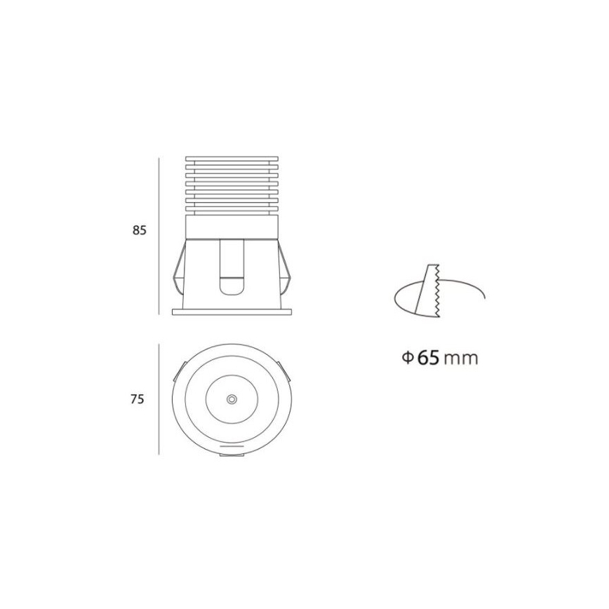 LED2 - LED infälld Badrumbelysning RAY LED/10W/230V svart IP44