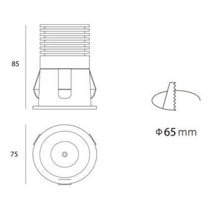 LED2 - LED Infälld spotlight RAY LED/10W/230V vit IP44