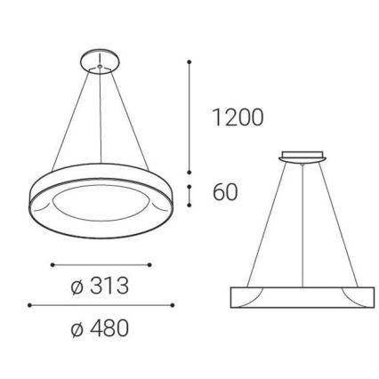 LED2 - LED Ljuskrona med snöre BELLA LED/40W/230V 3000/4000K svart