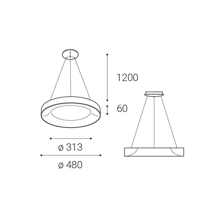 LED2 - LED Ljuskrona med snöre BELLA LED/40W/230V 3000/4000K svart
