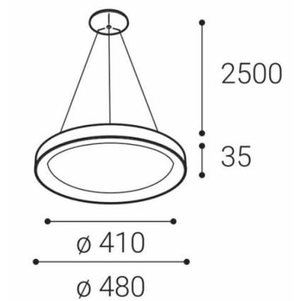 LED2 - LED Ljuskrona med snöre BELLA SLIM LED/38W/230V 3000/4000K svart