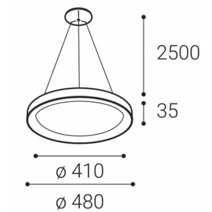 LED2 - LED Ljuskrona med snöre BELLA SLIM LED/38W/230V 3000/4000K vit