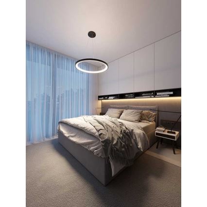 LED2 - LED ljuskrona med textilsladd BELLA LED/48W/230V 3000K/4000K svart