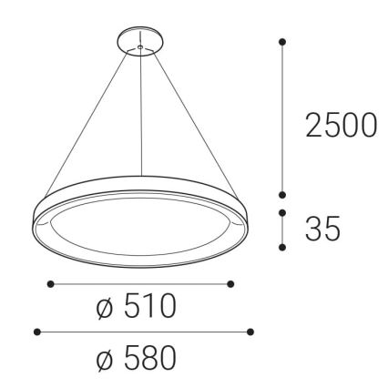 LED2 - LED ljuskrona med textilsladd BELLA LED/48W/230V 3000K/4000K svart