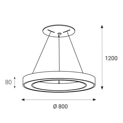 LED2 - LED ljuskrona med upphängningsrem SATURN LED/80W/230V 3000K diameter 80 cm svart