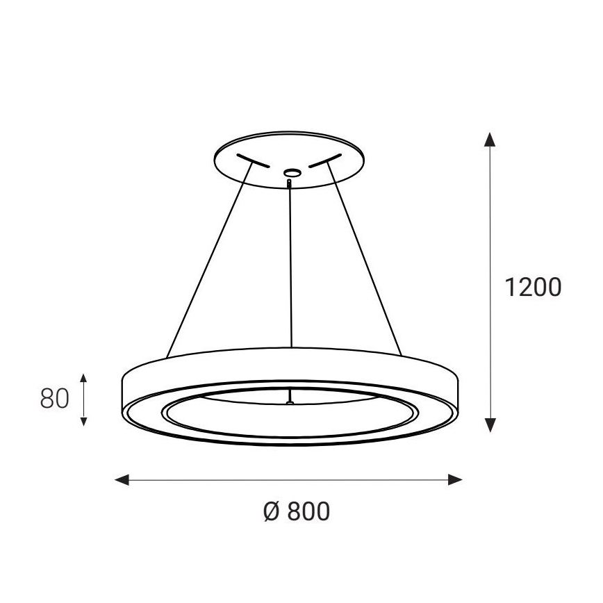 LED2 - LED ljuskrona med upphängningsrem SATURN LED/80W/230V 3000K diameter 80 cm svart