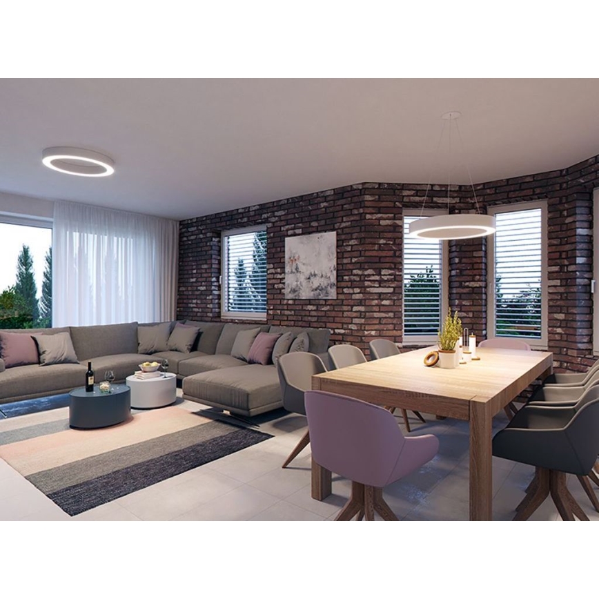 LED2 - LED ljuskrona med upphängningsrem SATURN LED/80W/230V 3000K diameter 80 cm vit