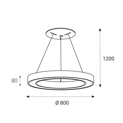 LED2 - LED ljuskrona med upphängningsrem SATURN LED/80W/230V 3000K diameter 80 cm vit