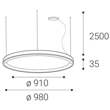 LED2 - LED ljusreglerad ljuskrona på textilsladd BELLA LED/80W/230V 3000K/4000K svart