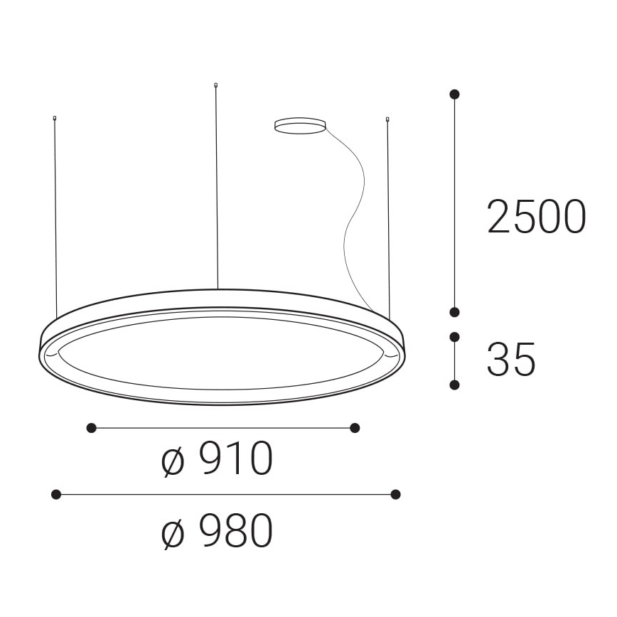 LED2 - LED ljusreglerad ljuskrona på textilsladd BELLA LED/80W/230V 3000K/4000K vit