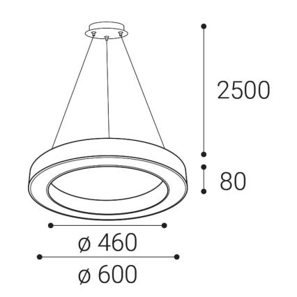 LED2 - LED ljusreglerad ljuskrona på textilsladd SATURN LED/50W/230V 3000K/4000K svart