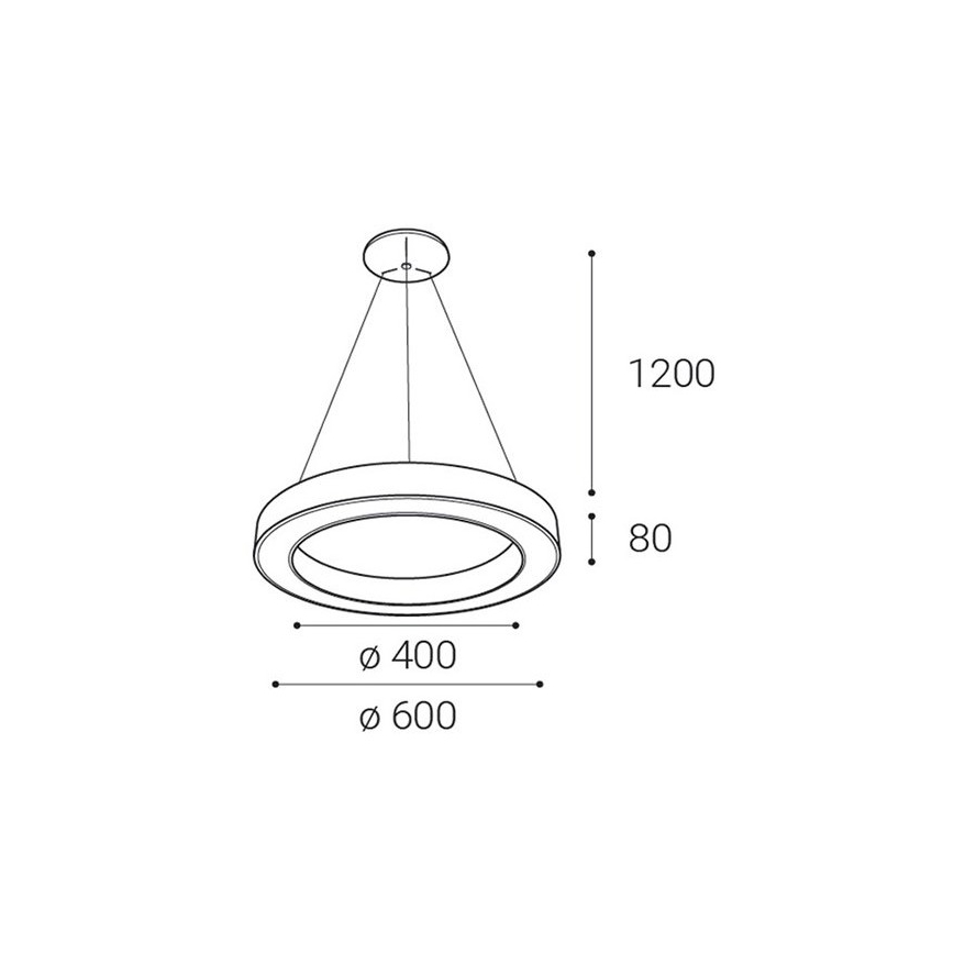 LED2 - LED ljusreglerad ljuskrona på textilsladd SATURN LED/50W/230V 3000K/4000K vit