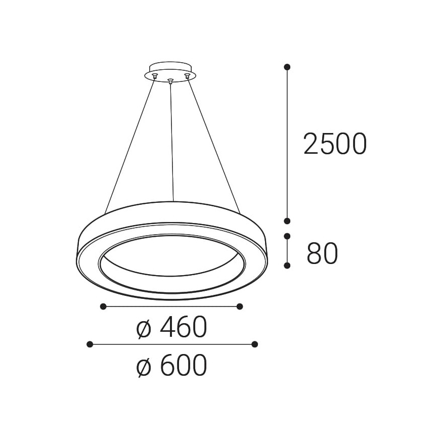 LED2 - LED ljusreglerad ljuskrona på textilsladd SATURN LED/50W/230V 3000K/4000K vit