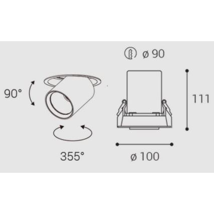 LED2 - LED suspended tak belysning HIDE LED/20W/230V CRI 90 svart