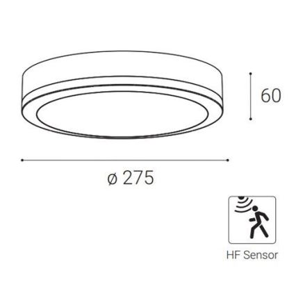 LED2 - Utomhus LED taklampa  med sensor  KERY LED/18W/230V IP65 svart