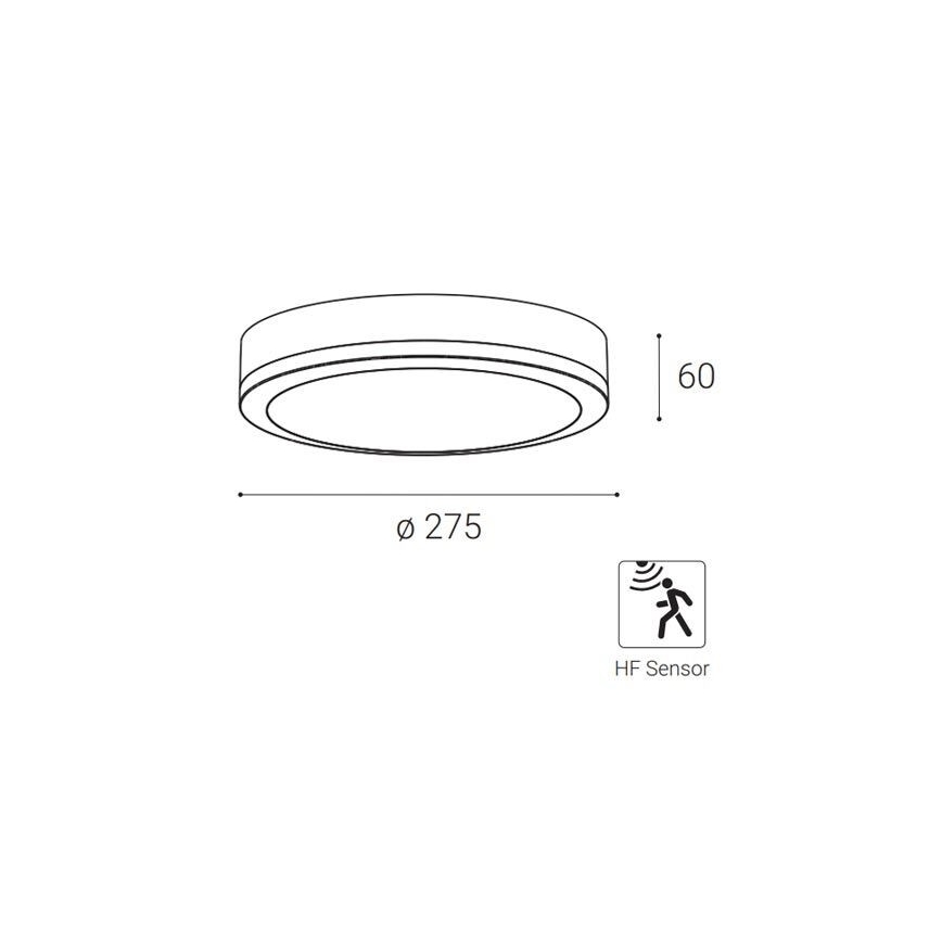 LED2 - Utomhus LED taklampa  med sensor  KERY LED/18W/230V IP65 svart
