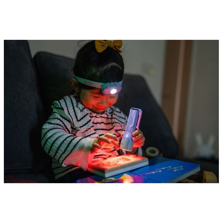 Ledlenser KIDBEAM4 RAINBOW - dimbar LED-ficklampa för barn, 2xAAA, IP44, lila
