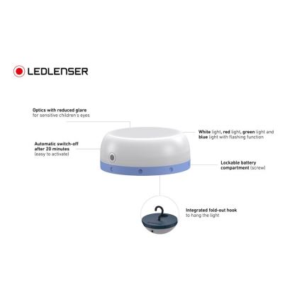 Ledlenser KIDCAMP6 RAINBOW - LED dimbar bärbar lampa LED/3xAAA IP44 blå
