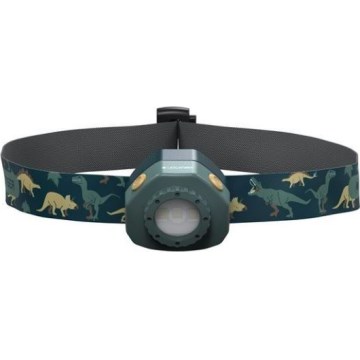 Ledlenser KIDLED4R DINO - Dimbar, uppladdningsbar LED-pannlampa för barn, 280 mAh, IPX4, 40 lm, 18 h, grön