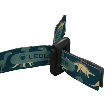 Ledlenser KIDLED4R DINO - Dimbar, uppladdningsbar LED-pannlampa för barn, 280 mAh, IPX4, 40 lm, 18 h, grön