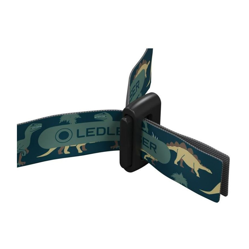 Ledlenser KIDLED4R DINO - Dimbar, uppladdningsbar LED-pannlampa för barn, 280 mAh, IPX4, 40 lm, 18 h, grön