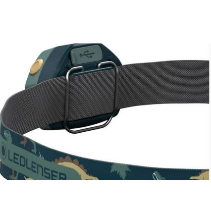 Ledlenser KIDLED4R DINO - Dimbar, uppladdningsbar LED-pannlampa för barn, 280 mAh, IPX4, 40 lm, 18 h, grön