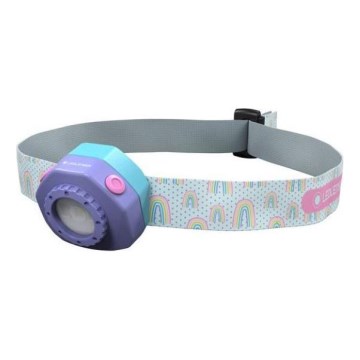 Ledlenser KIDLED4R RAINBOW - dimbar uppladdningsbar pannlampa för barn LED/280 mAh IPX4 40 lm 18 h lila