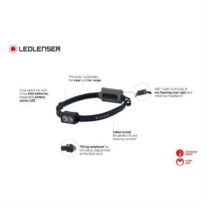 Ledlenser NEO3 - dimbar LED-pannlampa LED/3xAAA IP54 400 lm 20 h svart/vit