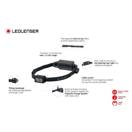 Ledlenser NEO5R - Dimmbar LED-uppladdningspannlampa LED/1800 mAh IP54 600 lm 35 h blå