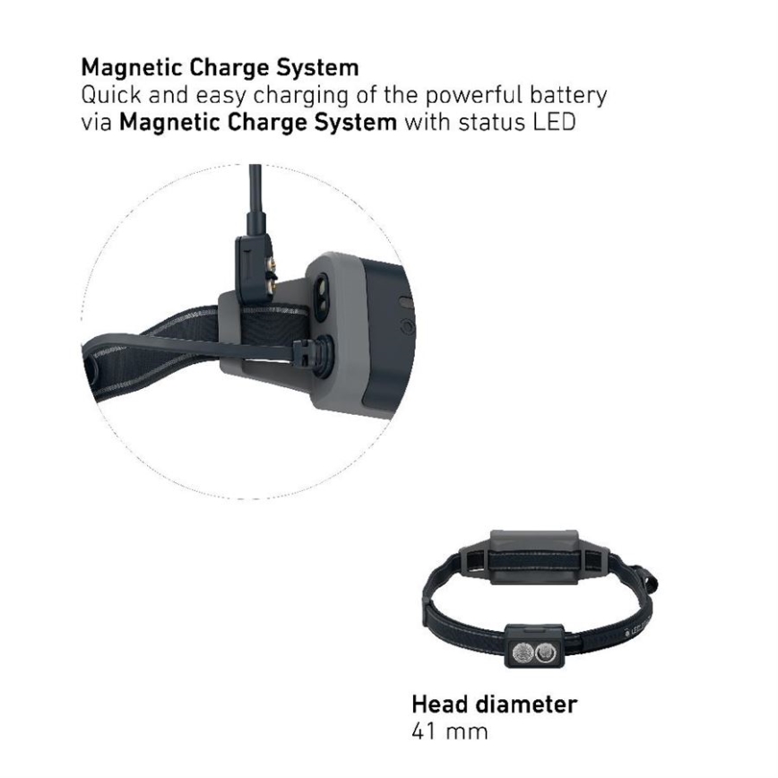 Ledlenser NEO5R - LED dimbar uppladdningsbar pannlampa LED/1800 mAh IP54 600 lm 35 h svart/vit