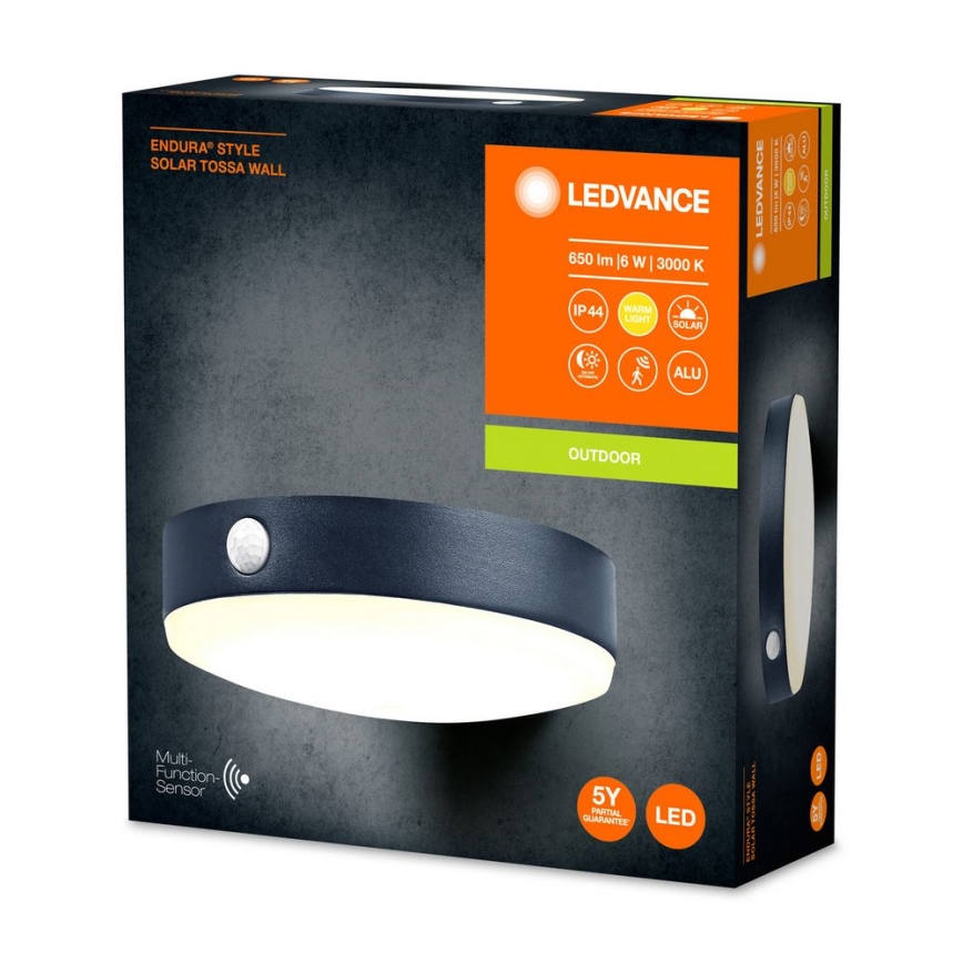 Ledvance - LED solcellsvägglampa med rörelse- och skymningssensor ENDURA STYLE LED/6W/3,7V 1420 mAh IP44