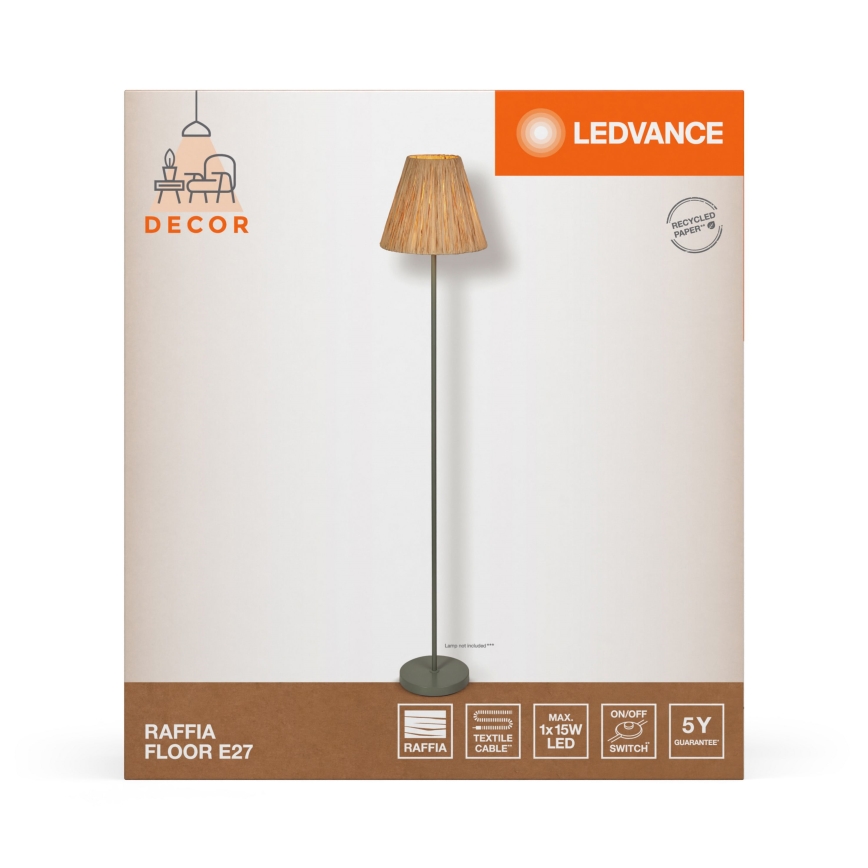Ledvance - Golvlampa DECOR RAFFIA 1xE27/15W/230V raffiabaster