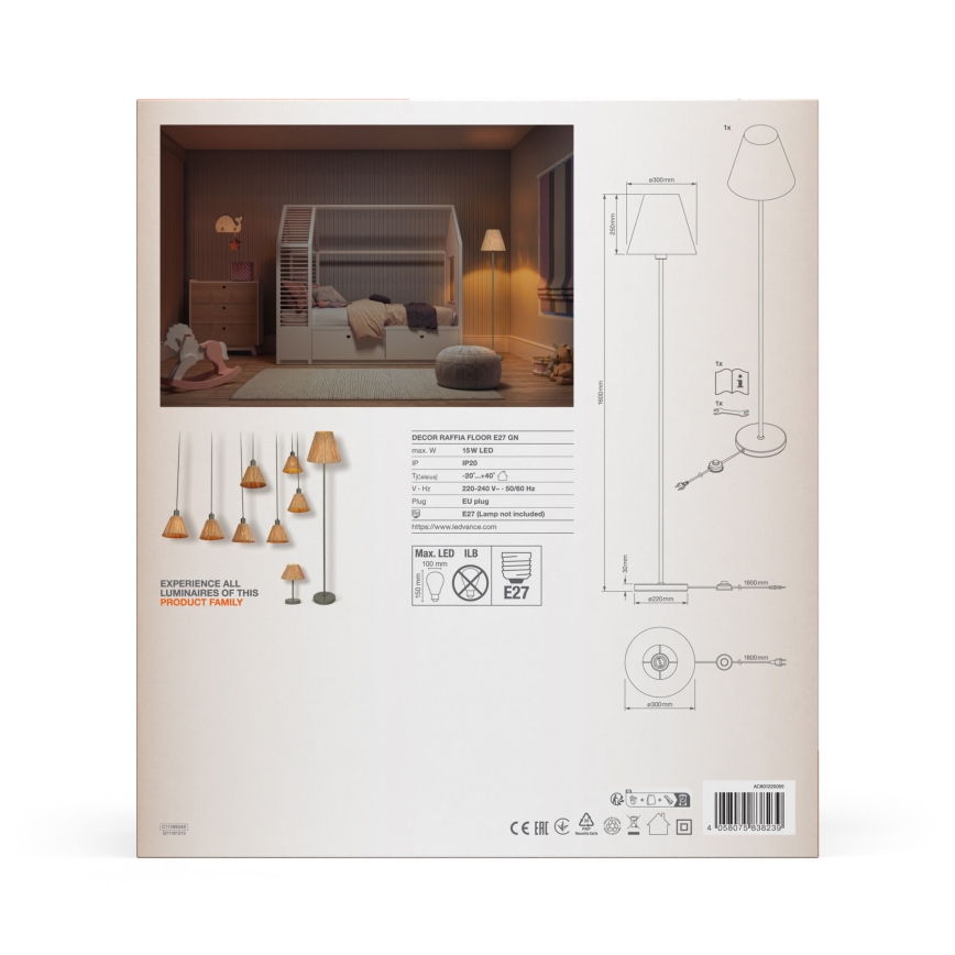 Ledvance - Golvlampa DECOR RAFFIA 1xE27/15W/230V raffiabaster