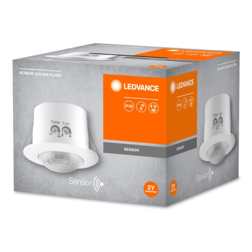 Ledvance - Infälld infraröd rörelsesensor FLUSH 230V vit