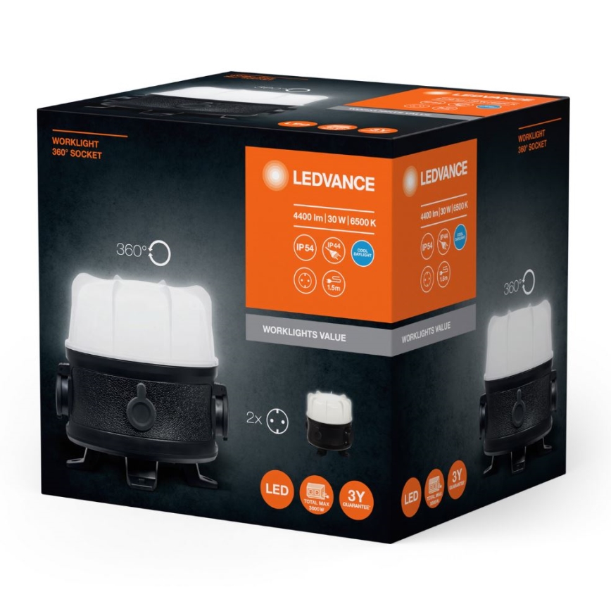 Ledvance - LED arbetsbelysning med 2 uttag WORKLIGHT SOCKET LED/30W/230V IP54