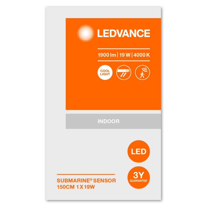 Ledvance - LED arbetslampa  med sensor  SUBMARINE 1xG13/19W/230V IP65